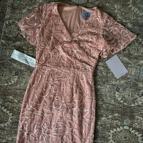 JS WINTER FAUX WRAP MERMAID GOWN Color: BLUSH - Picture 5 of 8